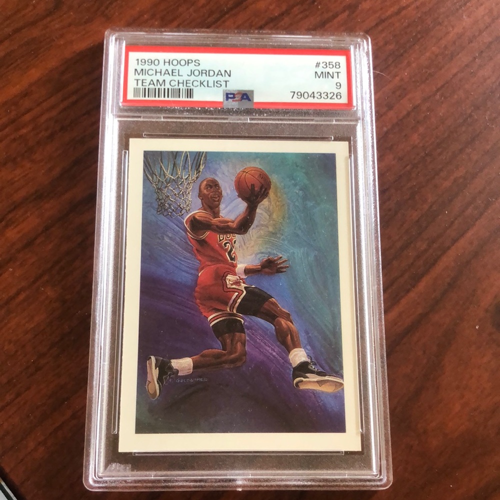1990 Hoops Michael Jordan Team Checklist Card PSA 9